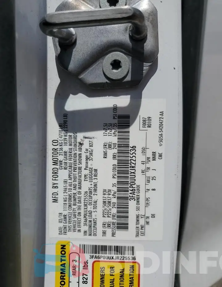 3FA6P0UUXJR225536 Photo# 12