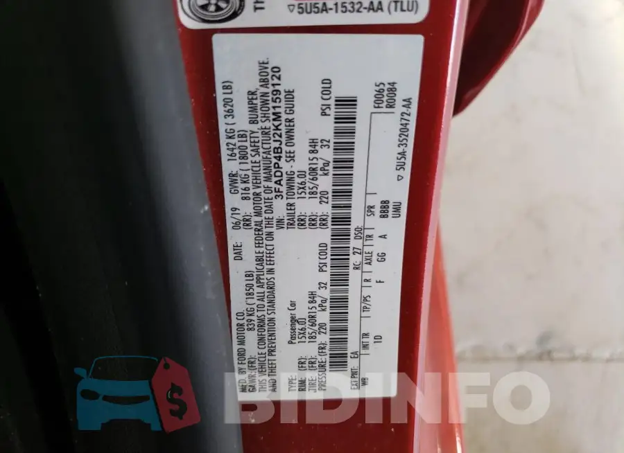 3FADP4BJ2KM159120 Photo# 12