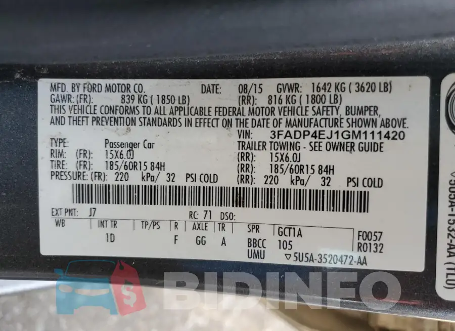 3FADP4EJ1GM111420 Photo# 12