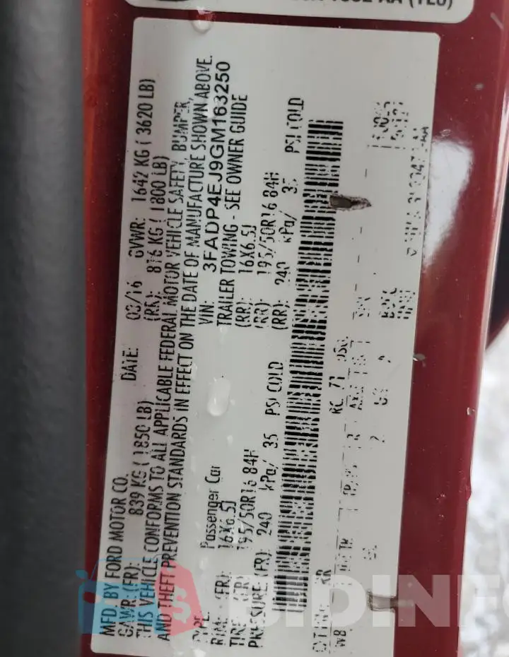3FADP4EJ9GM163250 Photo# 12