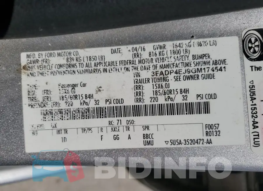 3FADP4EJ9GM174541 Photo# 12