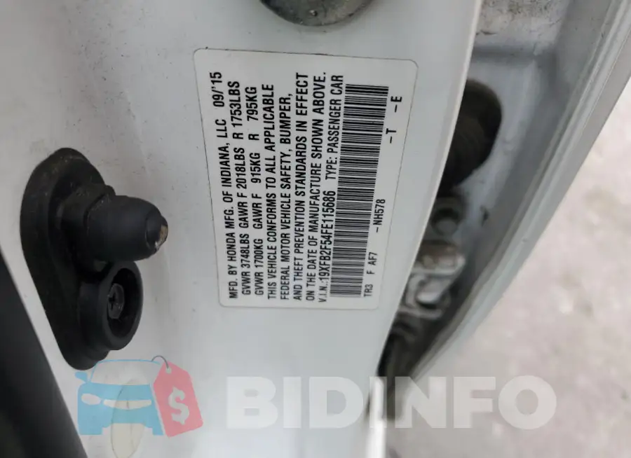 19XFB2F54FE115686 Photo# 12