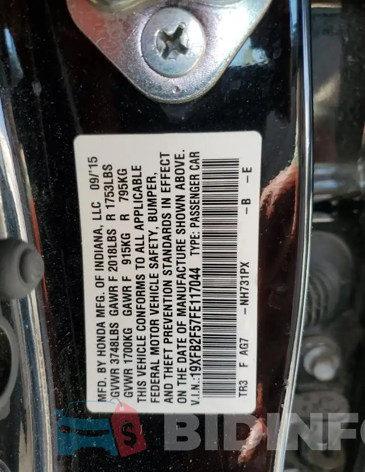 19XFB2F57FE117044 Photo# 12