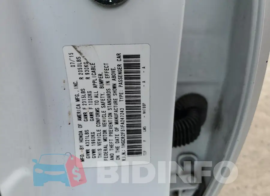 1HGCR2F51FA247243 Photo# 12
