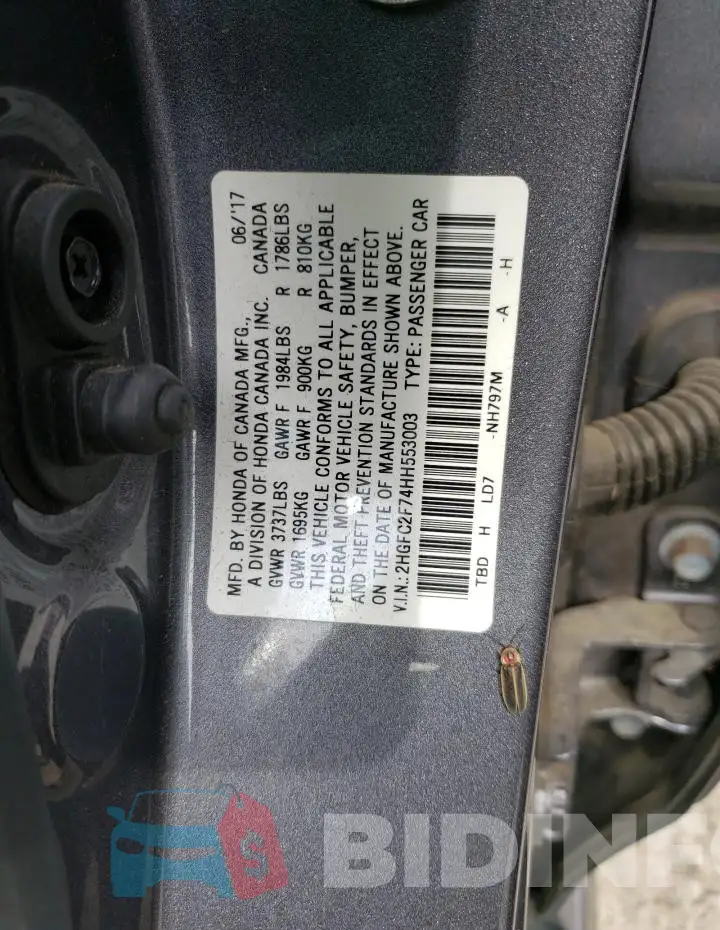 2HGFC2F74HH553003 Photo# 12