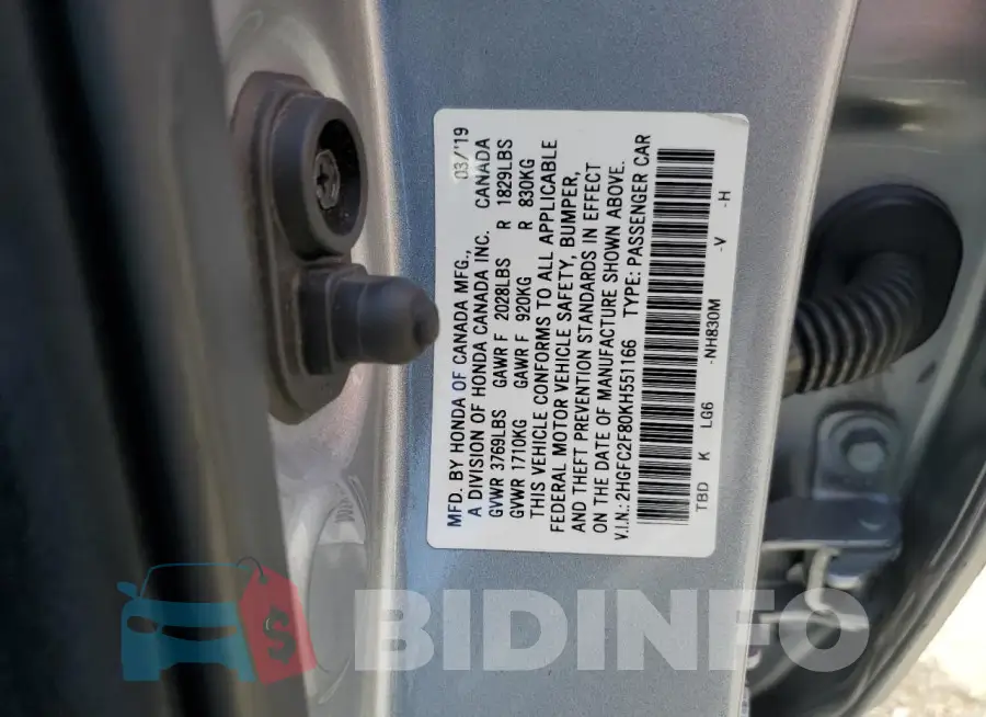 2HGFC2F80KH551166 Photo# 13