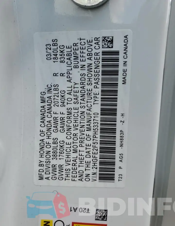 2HGFE2F57PH533710 Photo# 12