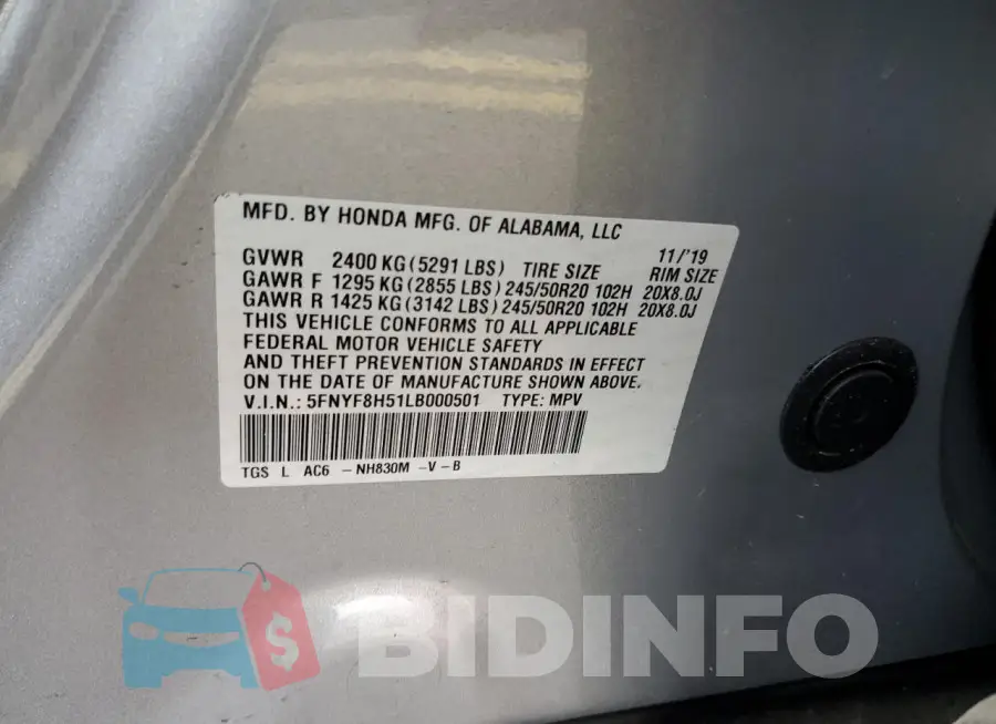5FNYF8H51LB000501 Photo# 14