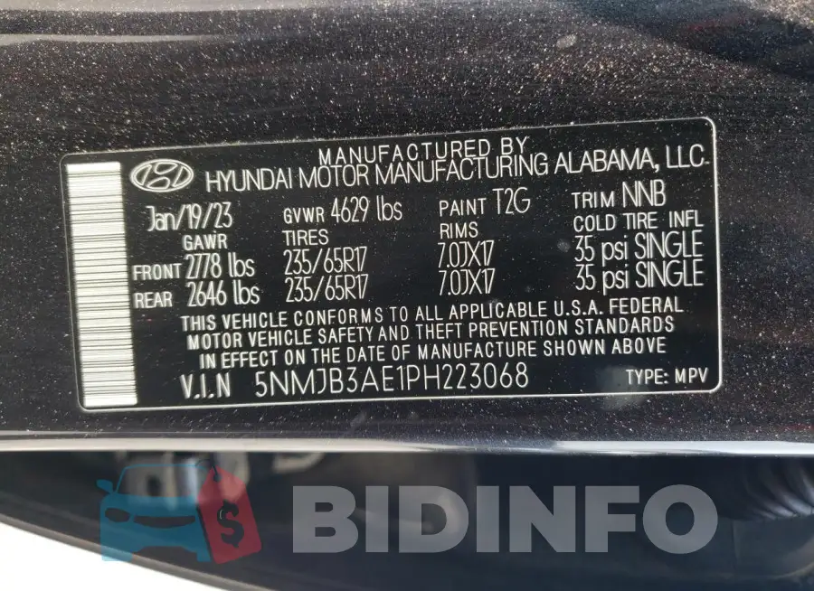 5NMJB3AE1PH223068 Photo# 13