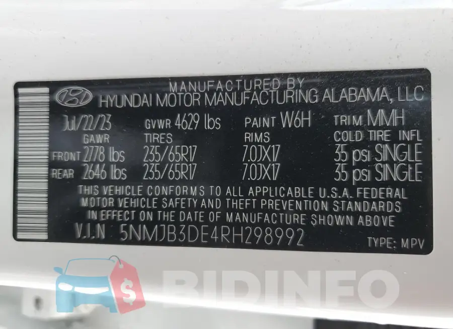 5NMJB3DE4RH298992 Photo# 12