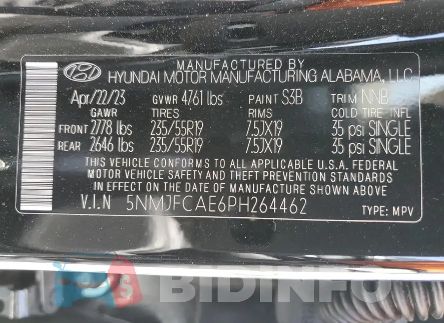 5NMJFCAE6PH264462 Photo# 14