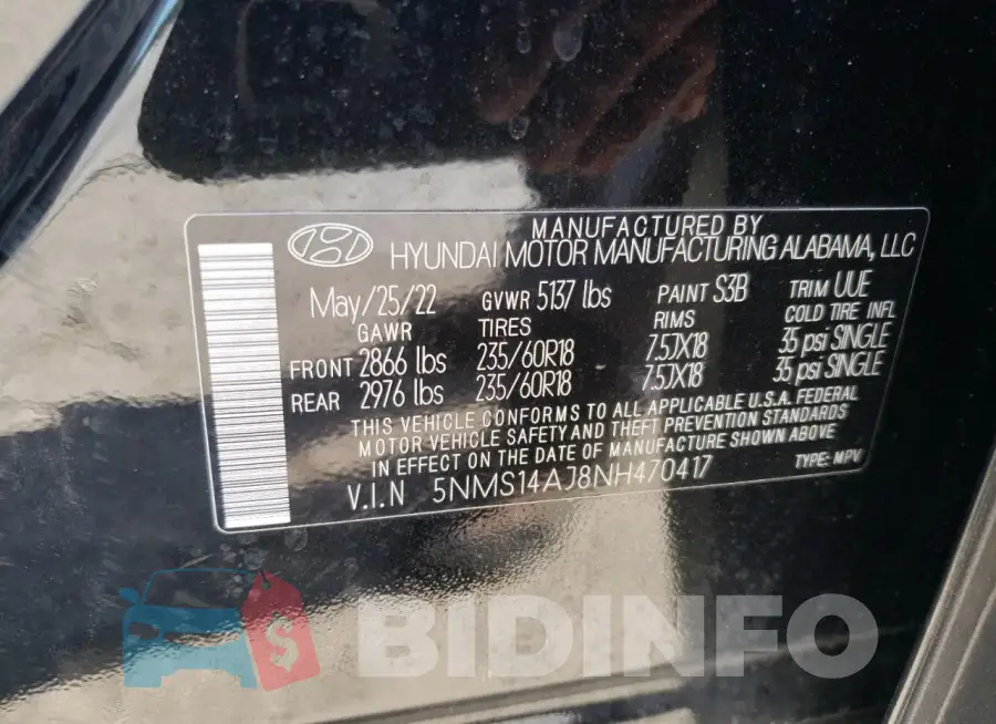 5NMS14AJ8NH470417 Photo# 13