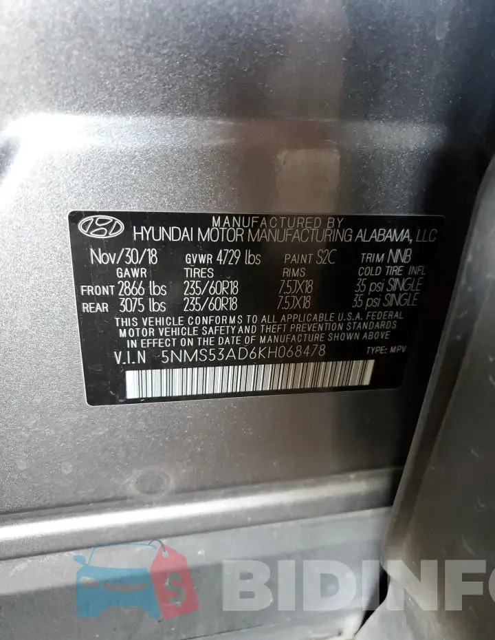 5NMS53AD6KH068478 Photo# 12