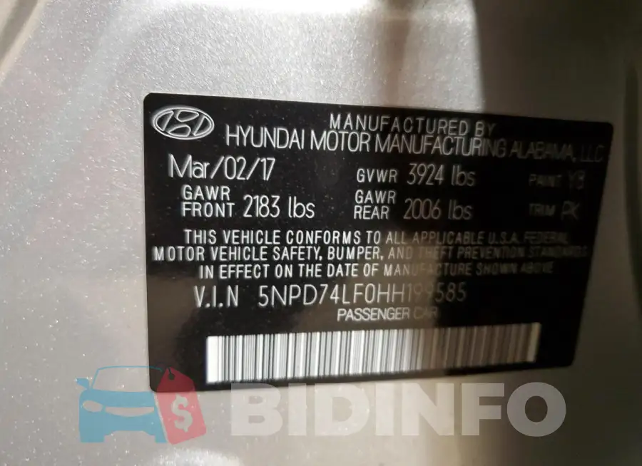 5NPD74LF0HH199585 Photo# 13