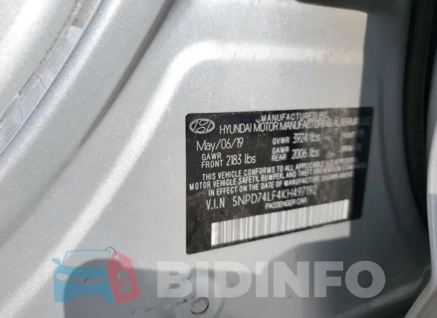 5NPD74LF4KH497192 Photo# 12