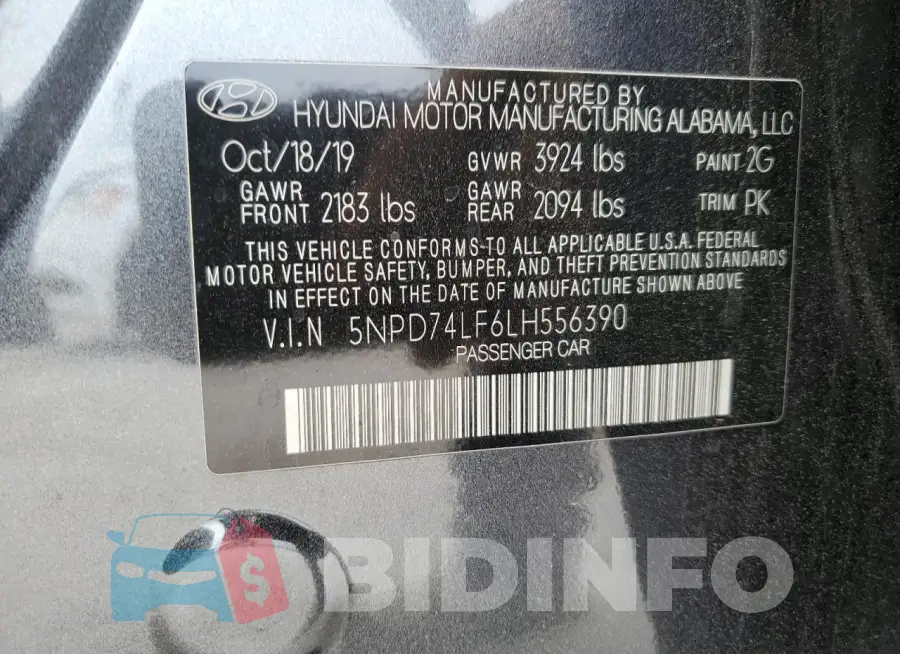 5NPD74LF6LH556390 Photo# 13