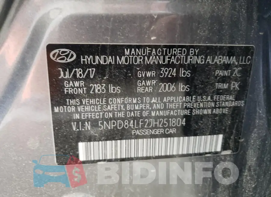 5NPD84LF2JH251804 Photo# 13