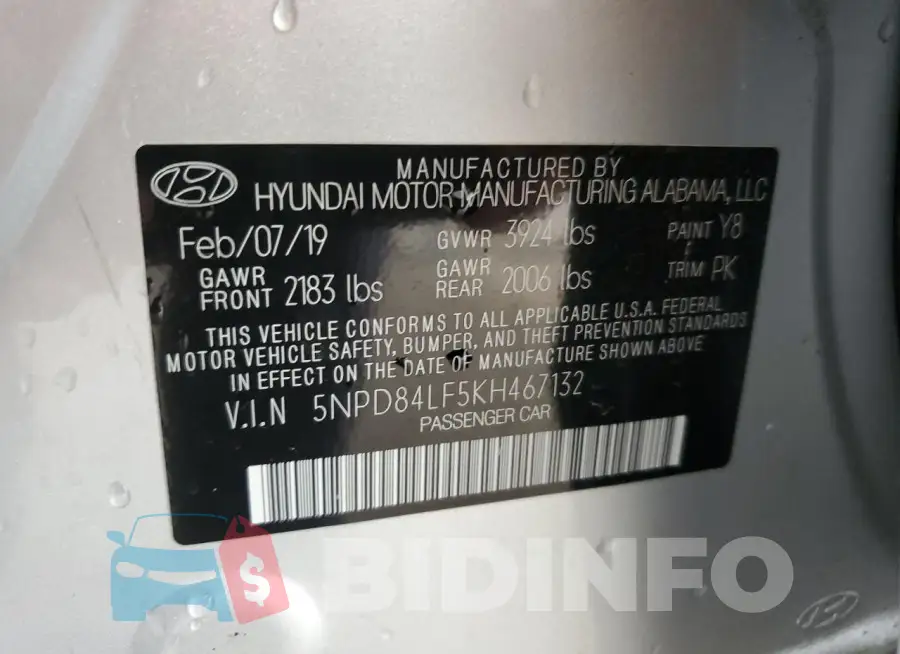 5NPD84LF5KH467132 Photo# 13