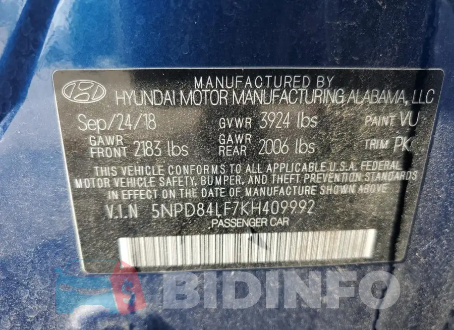 5NPD84LF7KH409992 Photo# 13