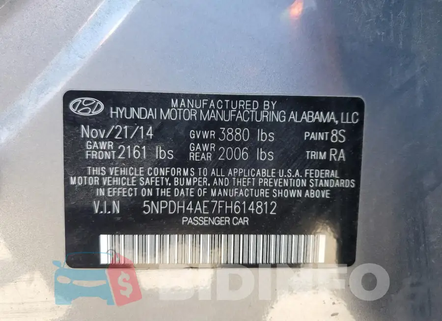 5NPDH4AE7FH614812 Photo# 13