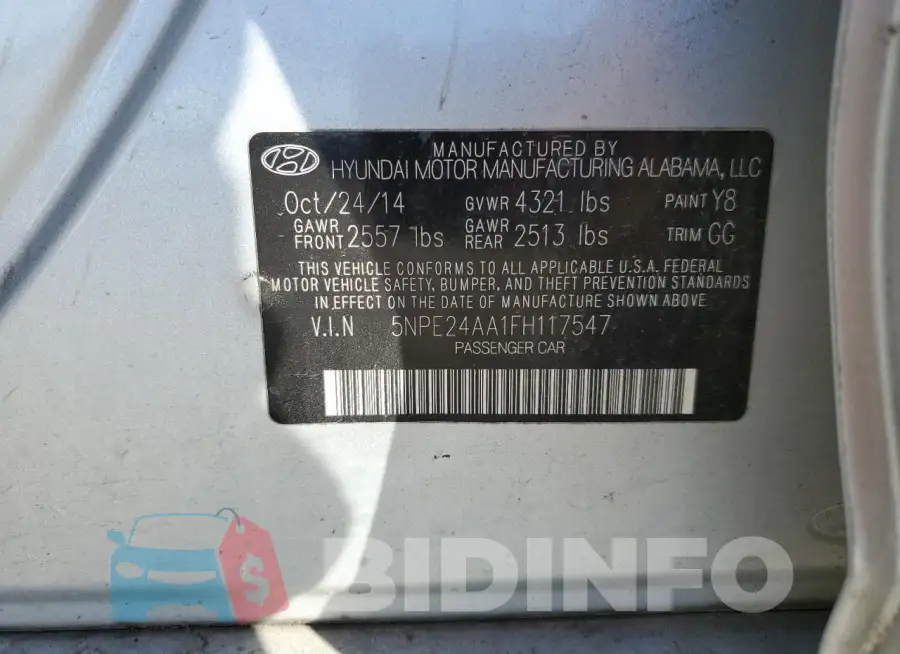 5NPE24AA1FH117547 Photo# 12