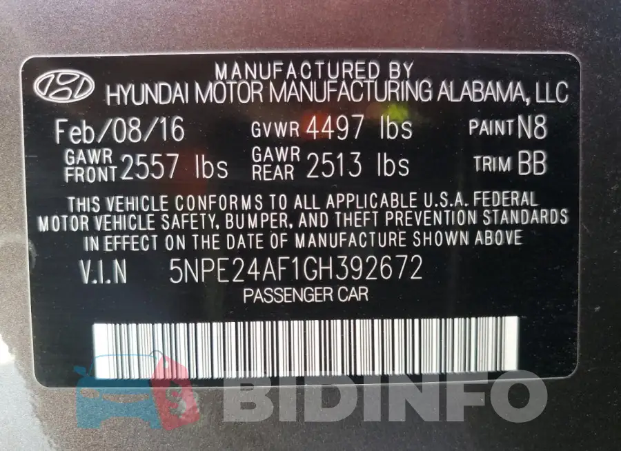 5NPE24AF1GH392672 Photo# 12