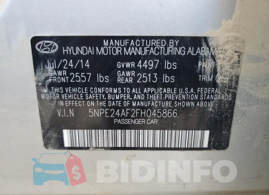 5NPE24AF2FH045866 Photo# 12