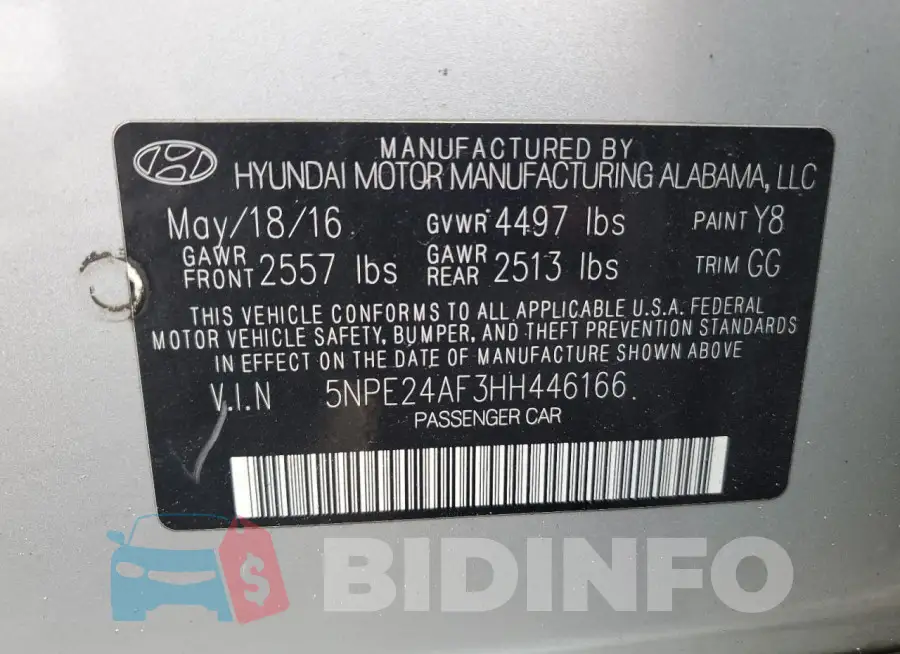 5NPE24AF3HH446166 Photo# 12