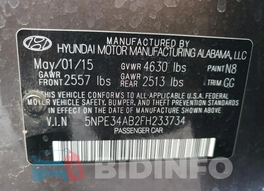 5NPE34AB2FH233734 Photo# 12