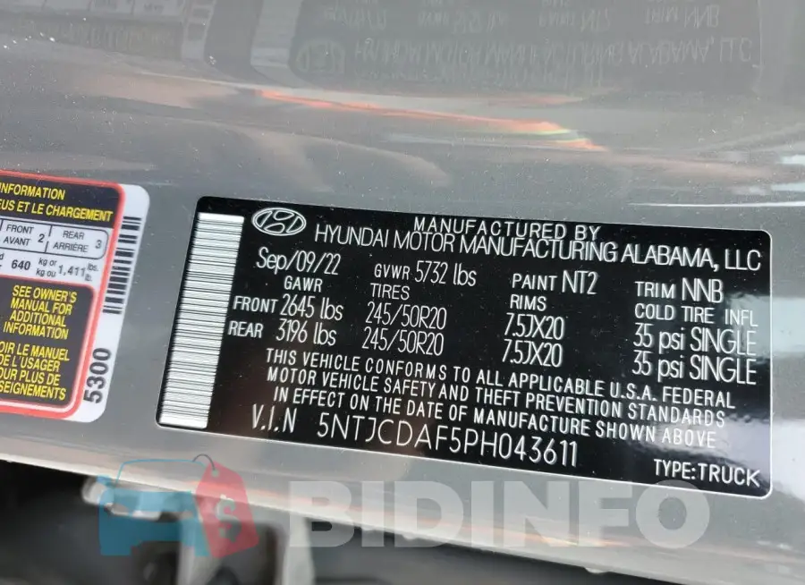 5NTJCDAF5PH043611 Photo# 13