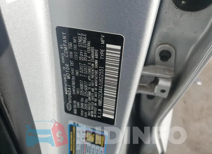 KM8J2CA44JU822551 Photo# 12