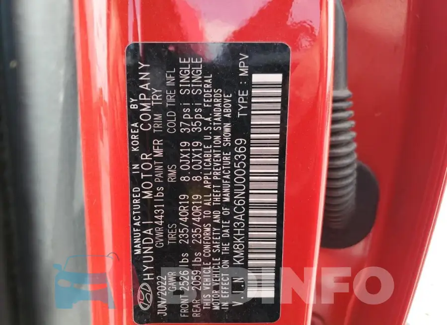 KM8KH3AC6NU005369 Photo# 12