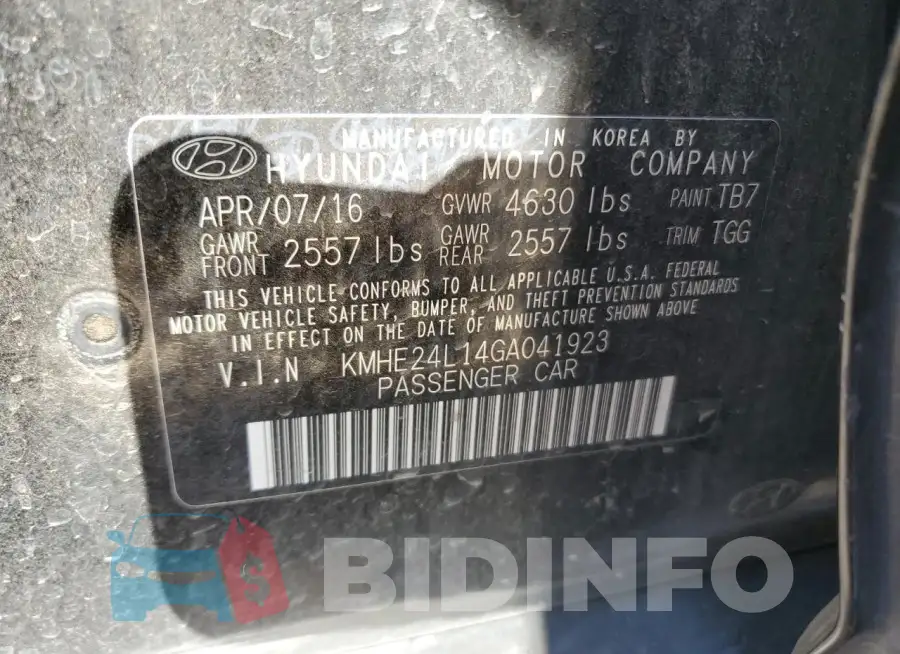KMHE24L14GA041923 Photo# 13