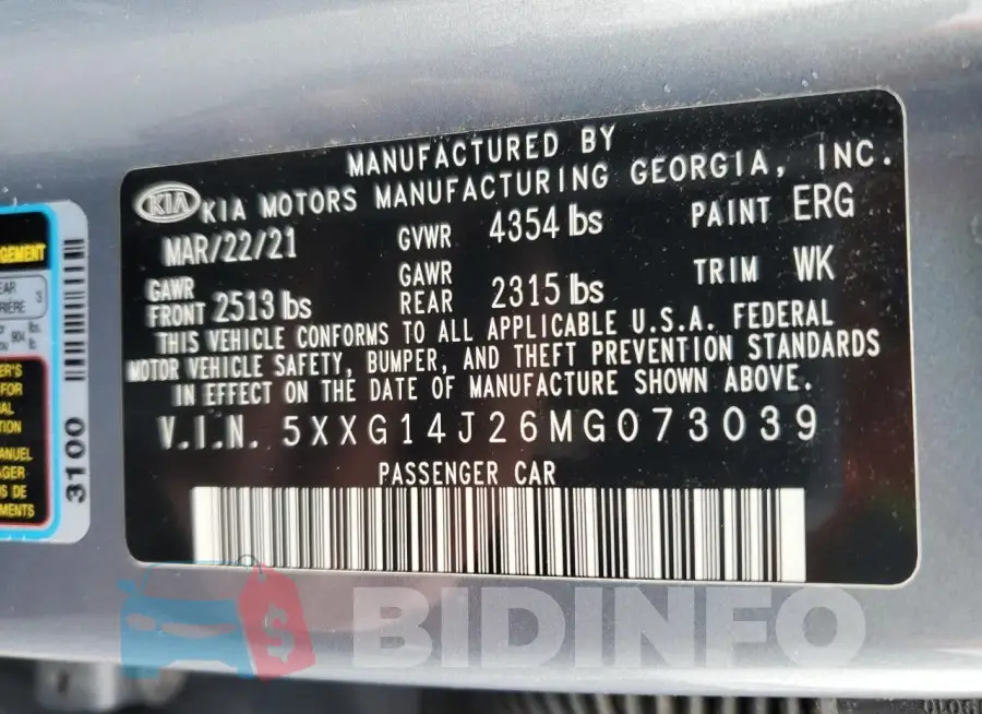 5XXG14J26MG073039 Photo# 13