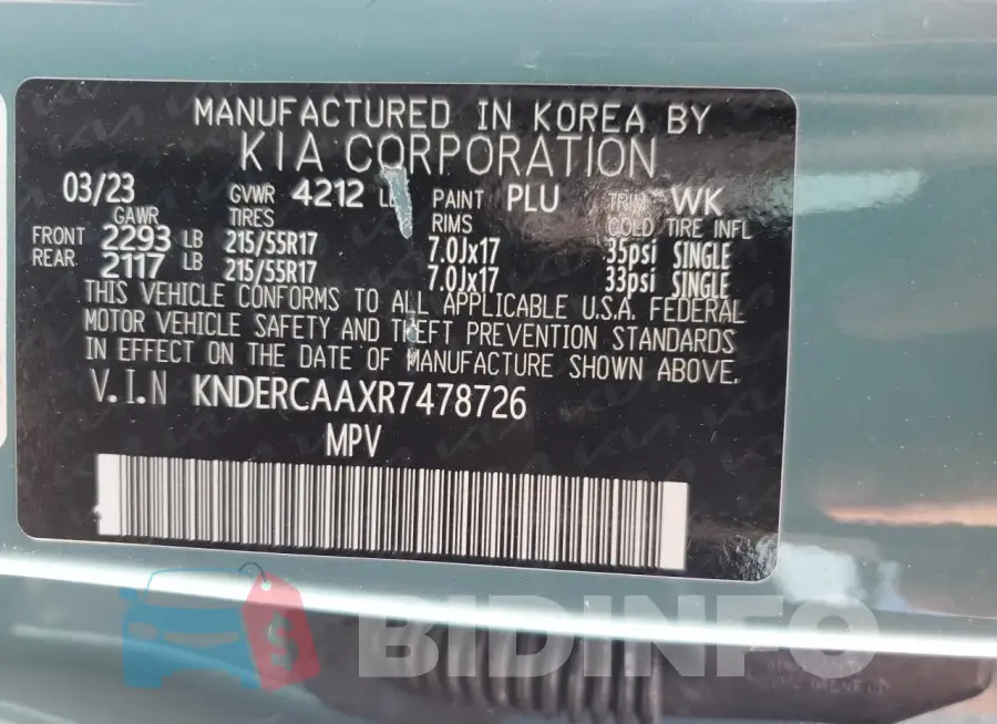 KNDERCAAXR7478726 Photo# 12
