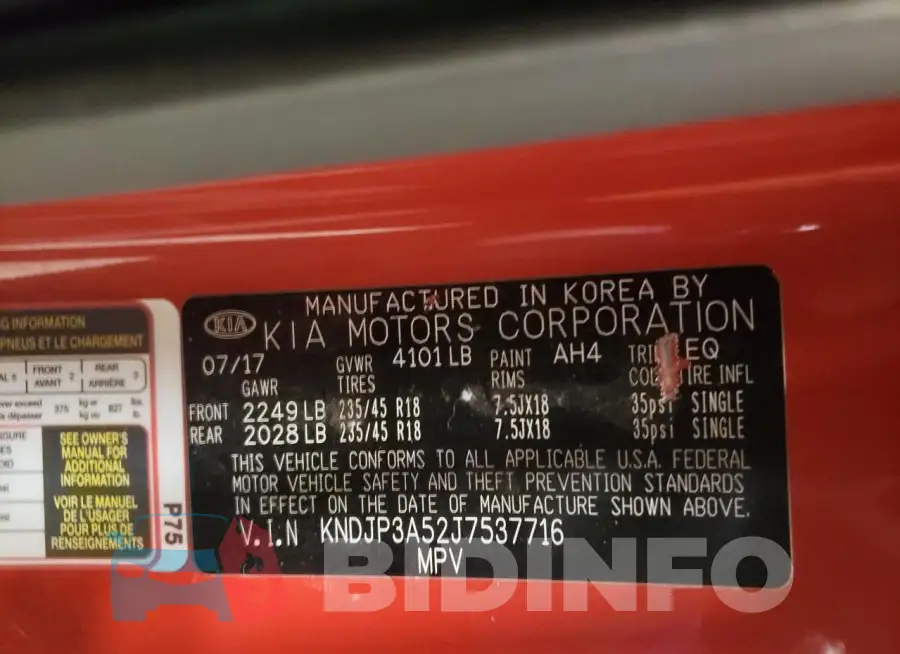 KNDJP3A52J7537716 Photo# 13