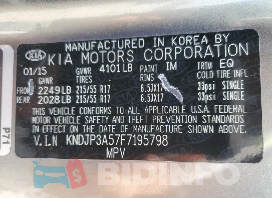 KNDJP3A57F7195798 Photo# 13