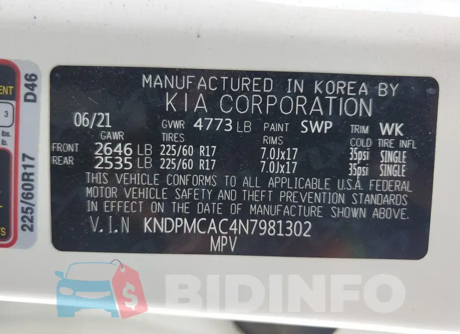 KNDPMCAC4N7981302 Photo# 12