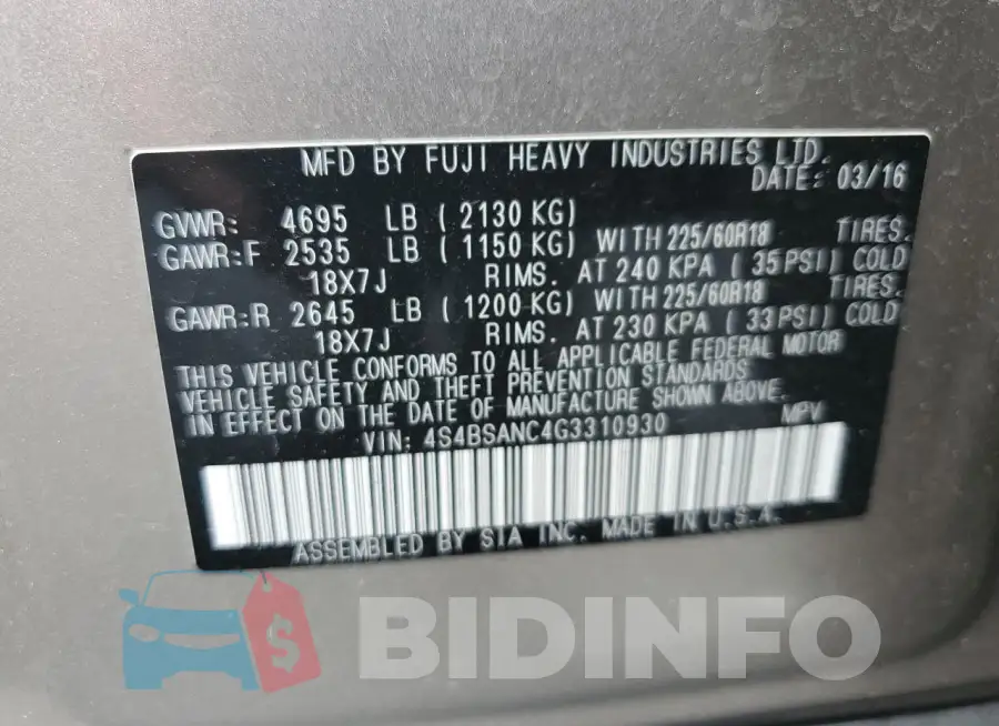 4S4BSANC4G3310930 Photo# 13