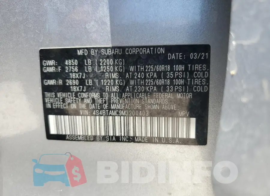 4S4BTAMC9M3200403 Photo# 13