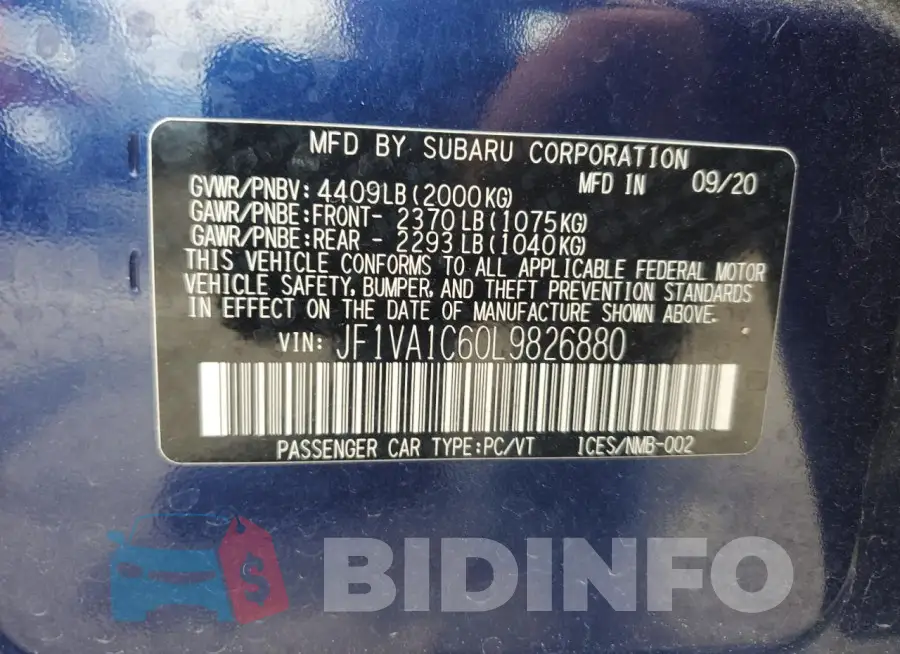 JF1VA1C60L9826880 Photo# 12