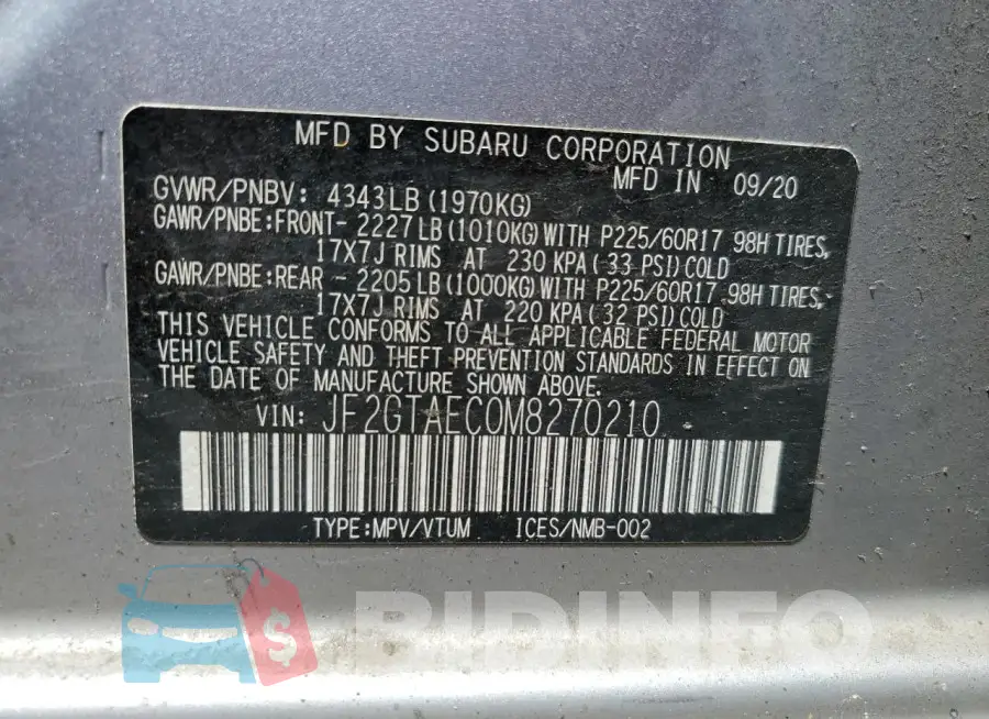 JF2GTAEC0M8270210 Photo# 13