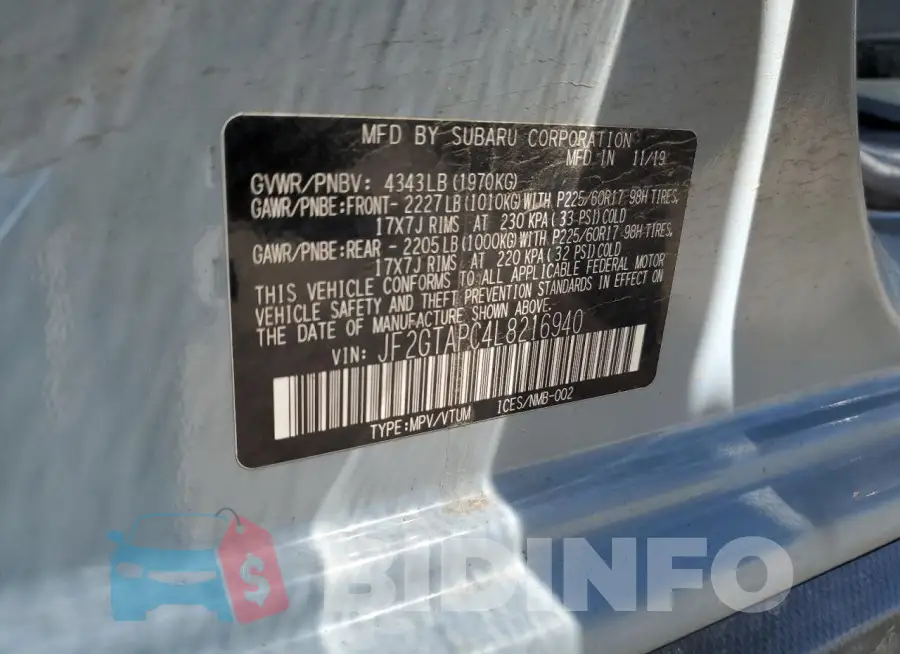 JF2GTAPC4L8216940 Photo# 12