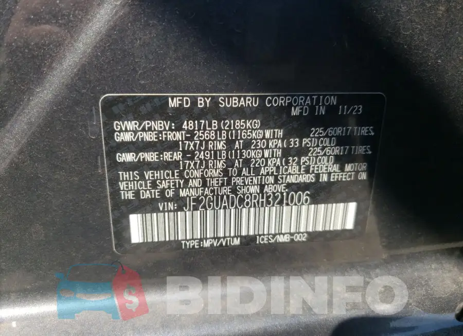 JF2GUADC8RH321006 Photo# 14