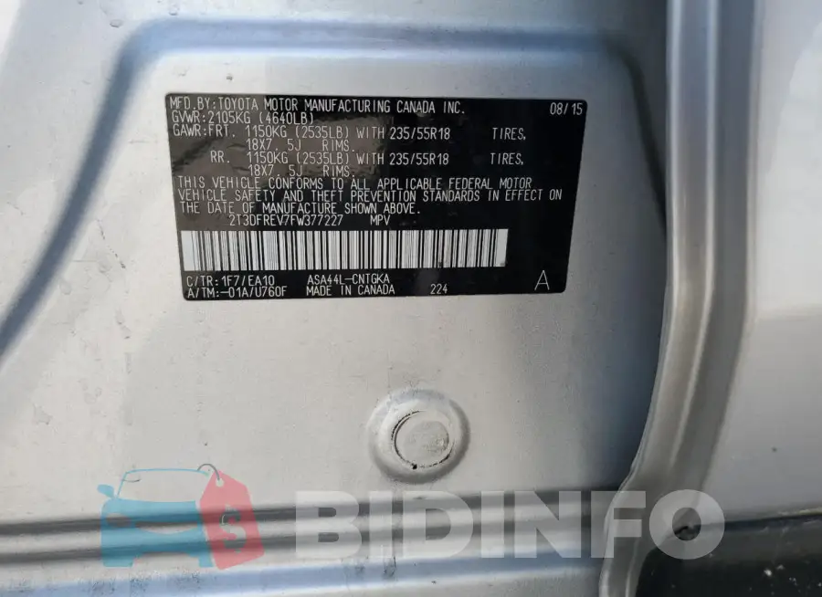 2T3DFREV7FW377227 Photo# 12