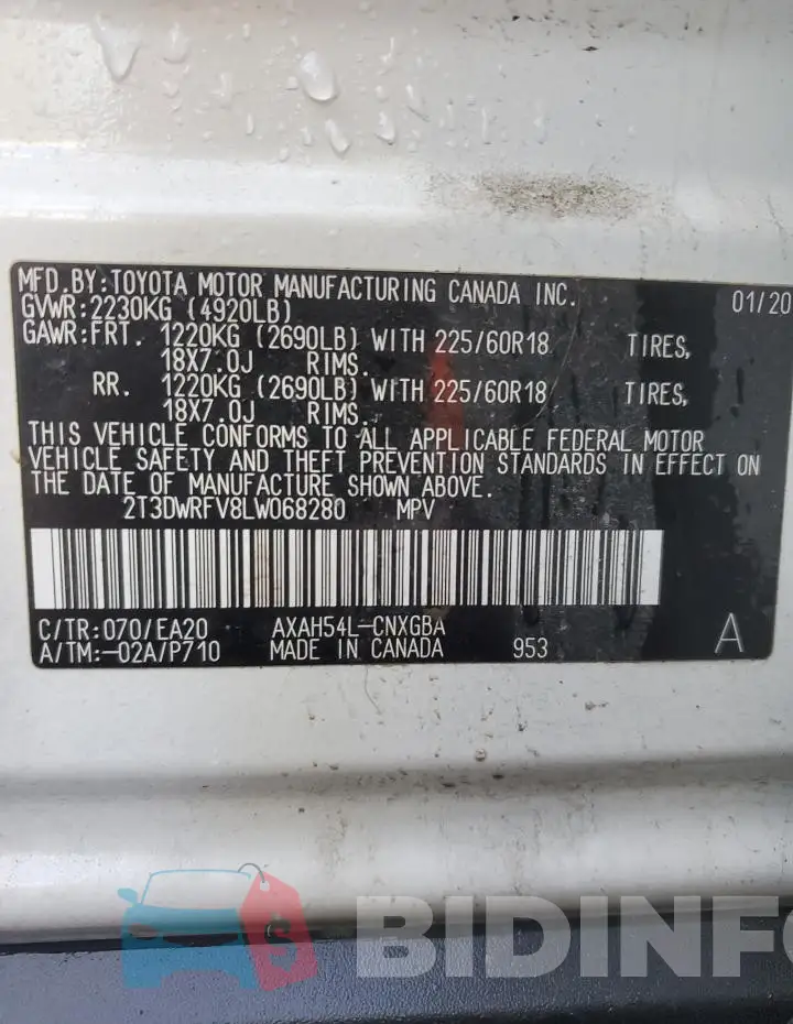 2T3DWRFV8LW068280 Photo# 13