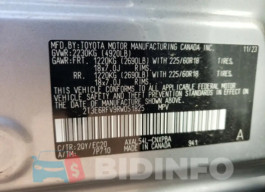 2T3E6RFV9RW051825 Photo# 12