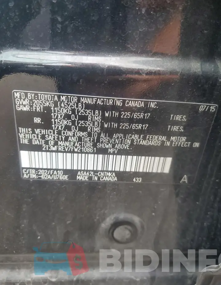 2T3WFREV7FW210861 Photo# 13