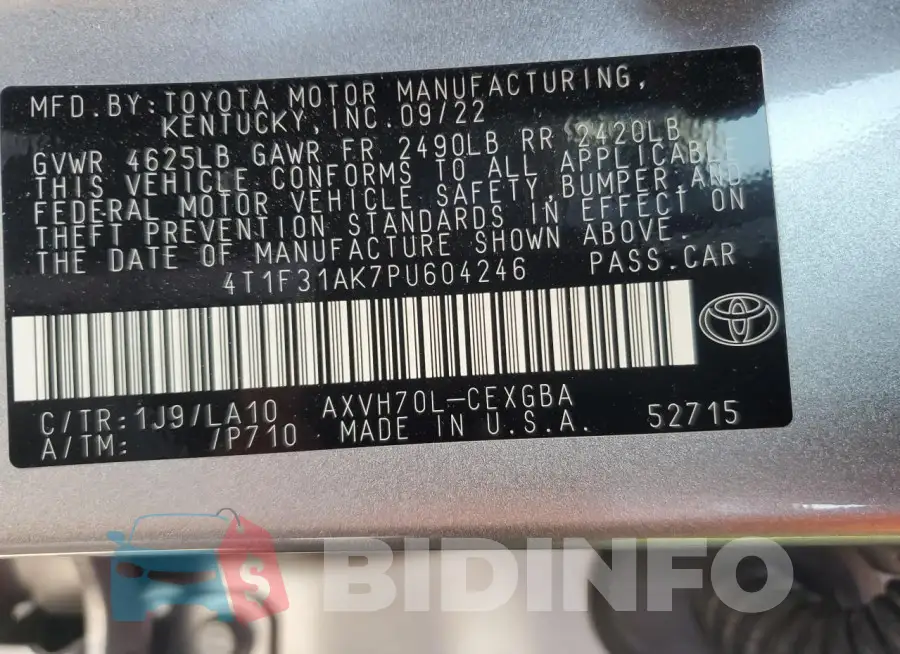 4T1F31AK7PU604246 Photo# 12