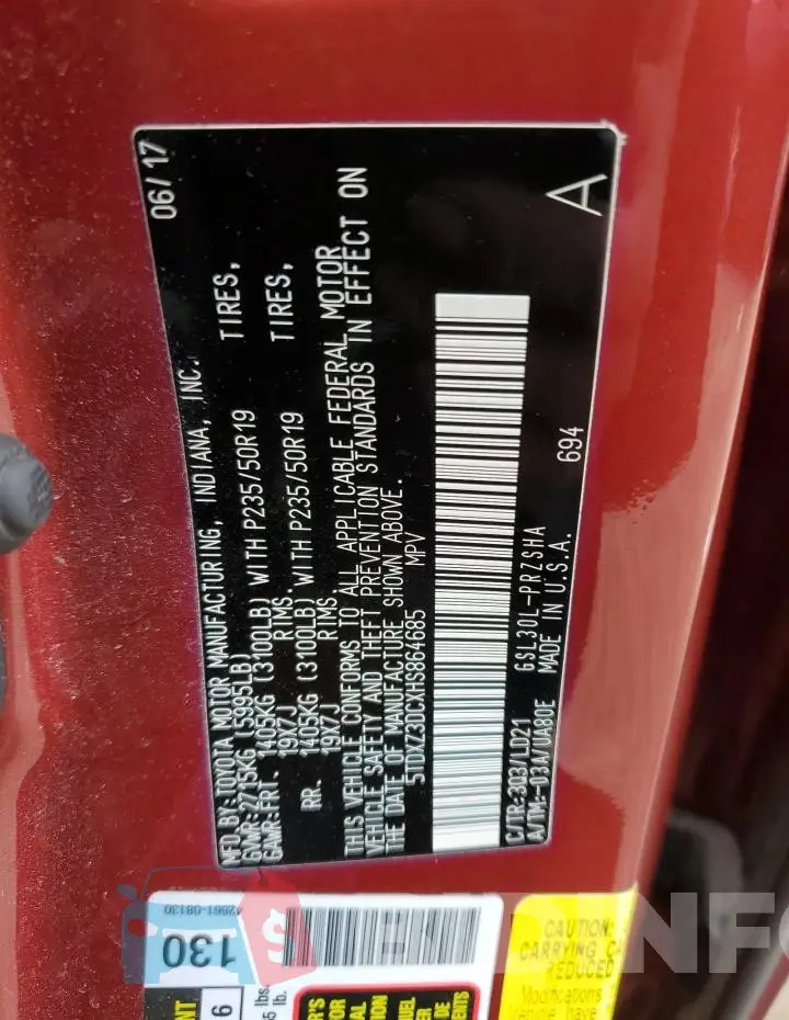 5TDXZ3DCXHS864685 Photo# 12